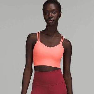 Like new cloud ribbed long line lululemon bra size 0 raspberry cream